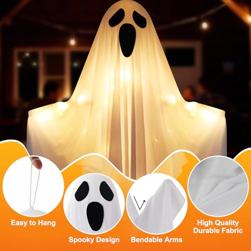 2 Pack 55" Light up Hanging Ghosts Decorations with LED Lights G8630