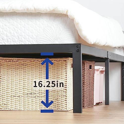 18 Inch Heavy Duty Steel Slat Anti-Slip Platform Bed Frame, Black, Full Size V4250