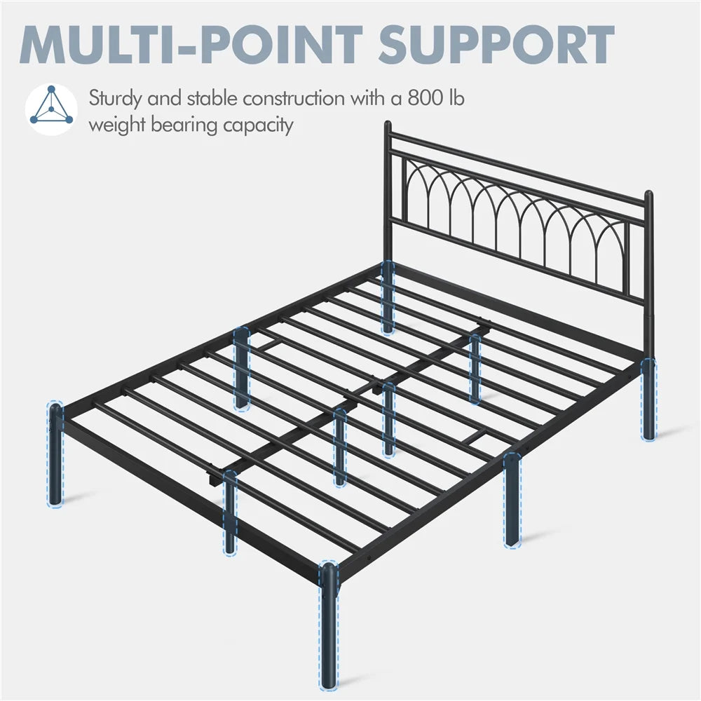 Queen Size Black Metal Platform Bed V717