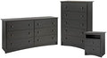 3 Piece Wooden Nightstand Dresser and Chest in Black P1110