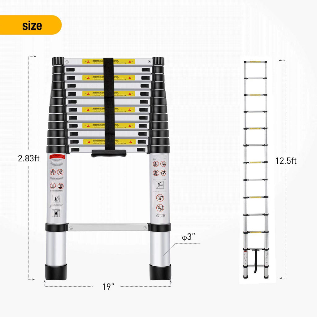 12.5ft Aluminum Telescoping Ladder 330 lb B217