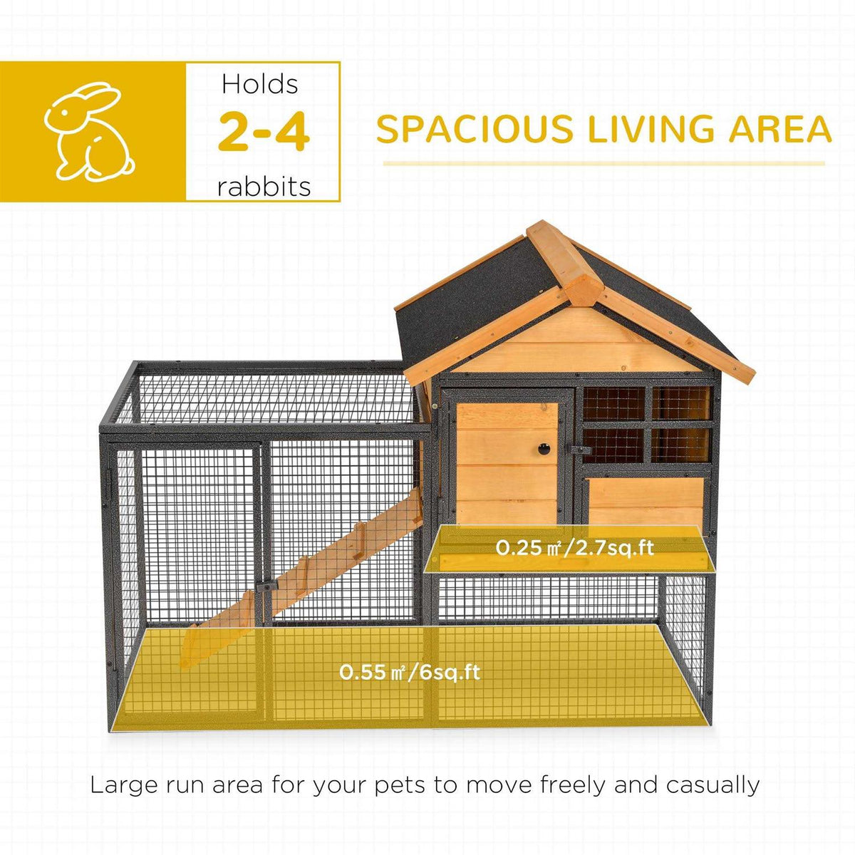 Elevated Wood-metal Pet House with Slide-Out Tray Q2892