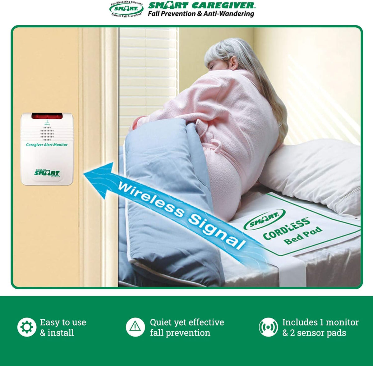 Wireless Alarm with Bed Sensor Pad and Chair Sensor Pad Y2815
