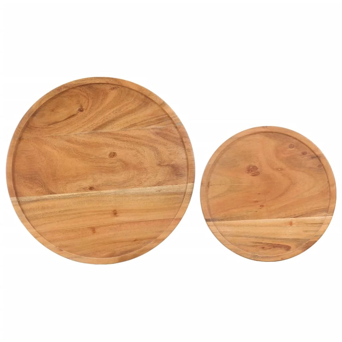 2 Piece Acacia Wood Round Top Coffee Table Set F23340