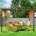 10x10 Retractable Steel Frame Pergola with Solar Powered Led Kit (Tan) C43773