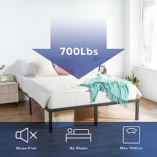 18 Inch Heavy Duty Steel Slat Anti-Slip Platform Bed Frame, Black, Full Size V4250