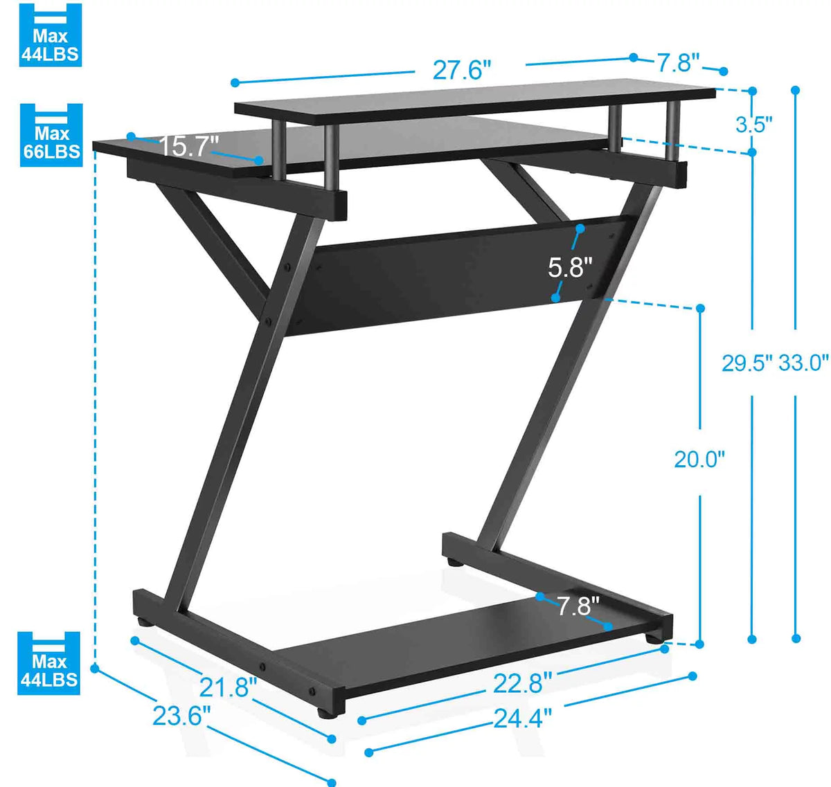 Black Computer Desk with Monitor Shelf F253930