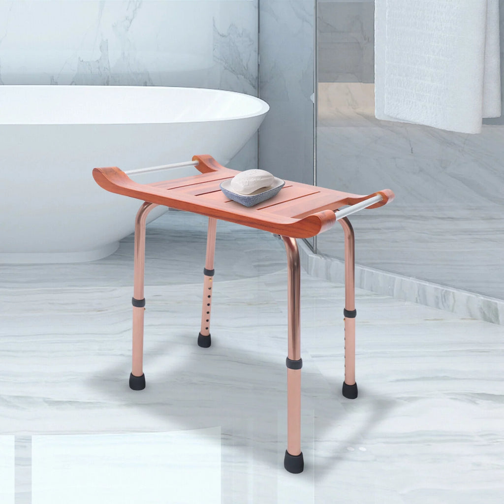 Teak Shower Stool Bathroom Bench Adjustable Non-Slip S827