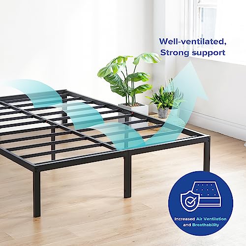 18 Inch Heavy Duty Steel Slat Anti-Slip Platform Bed Frame, Black, Full Size V4250