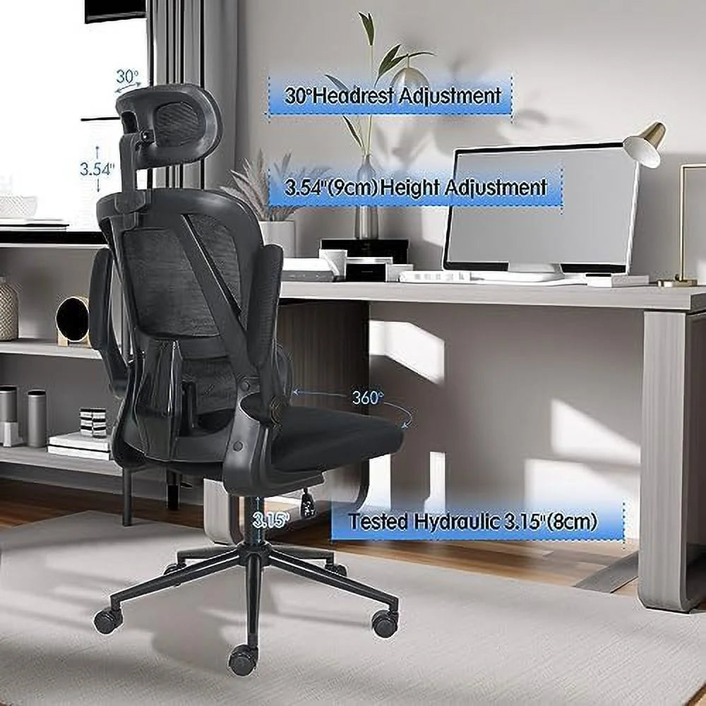 Black Mesh Reclining Office Chair with Lumbar Support J928372