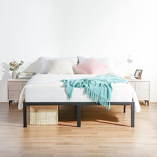 18 Inch Heavy Duty Steel Slat Anti-Slip Platform Bed Frame, Black, Full Size V4250