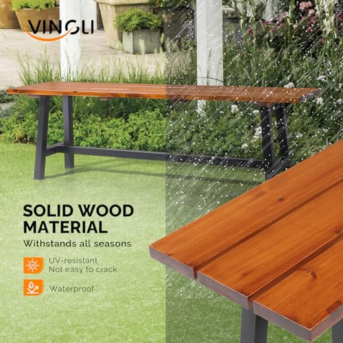 63" Weatherproof Wood Bench with Metal Legs C947017