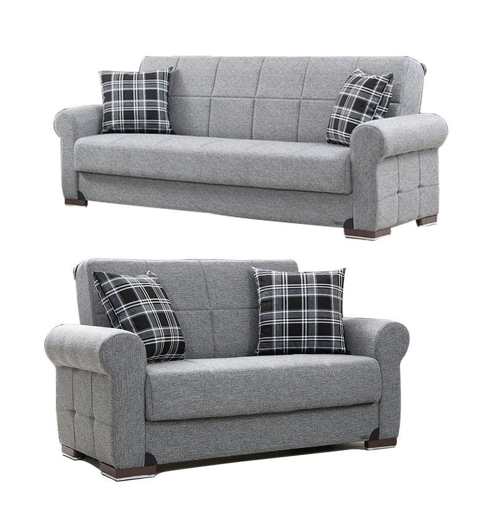 Gray Fabric Loveseat H4189