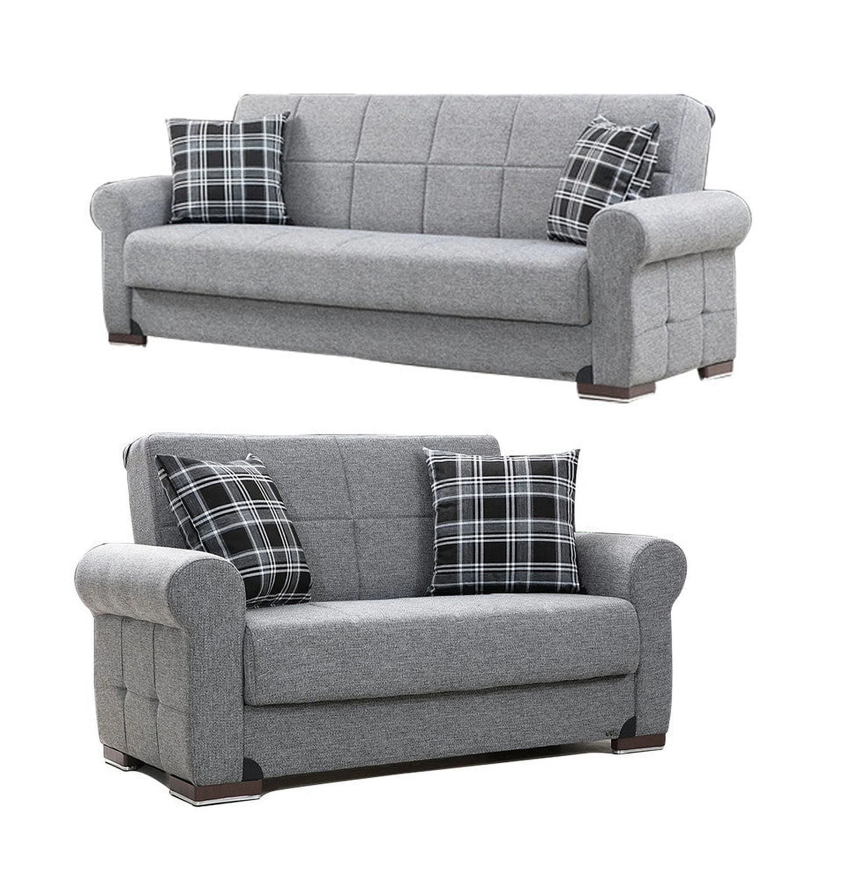 Gray Fabric Loveseat H4189