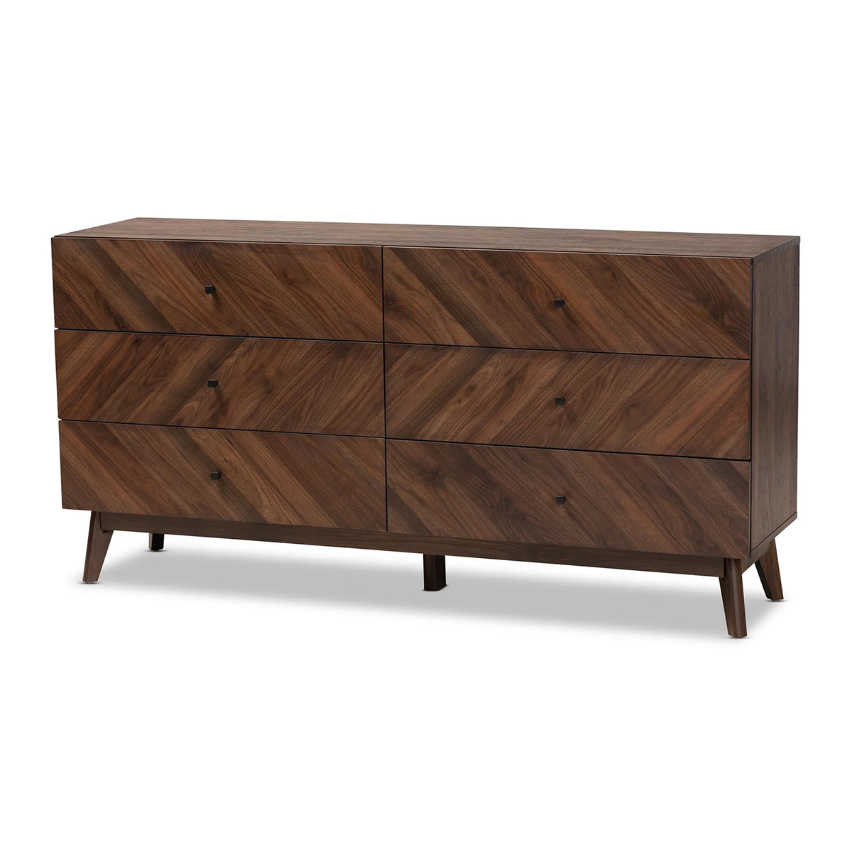 Walnut Brown Wood 6-Drawer Dresser F42111