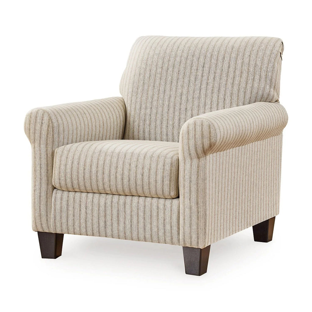 Striped Pattern Sandstone Beige Polyester Accent Armchair V544964