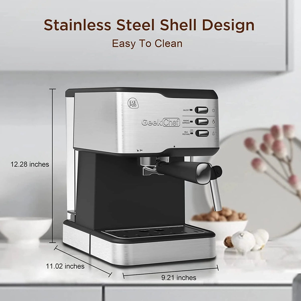 20 Bar Espresso Machine with Milk Frother Steam Wand B6356
