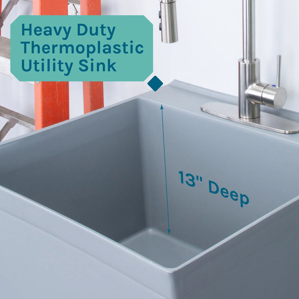Grey Freestanding Utility Sink with Pull-Down Faucet C995