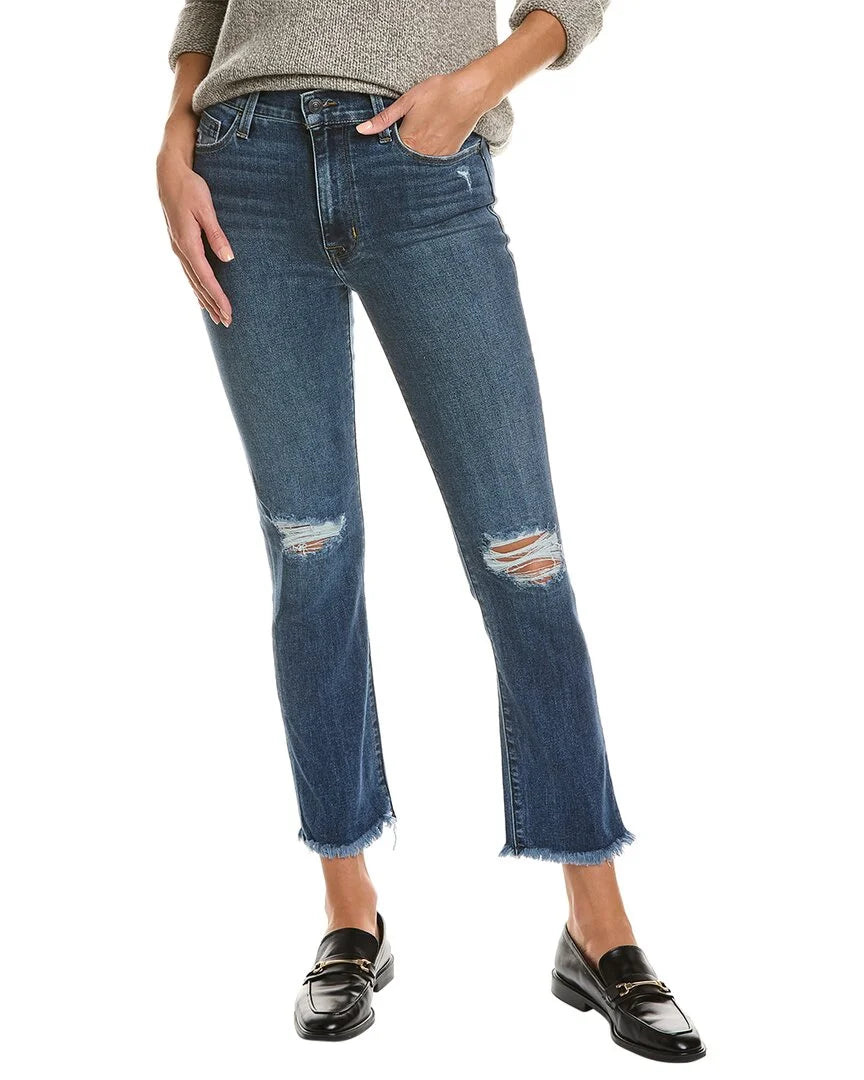 Blue High-Rise Straight Crop Jeans D389822