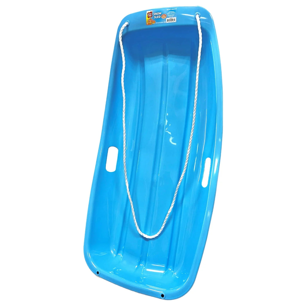 Blue Plastic Snow Toboggan Sled with Tow Rope L966063