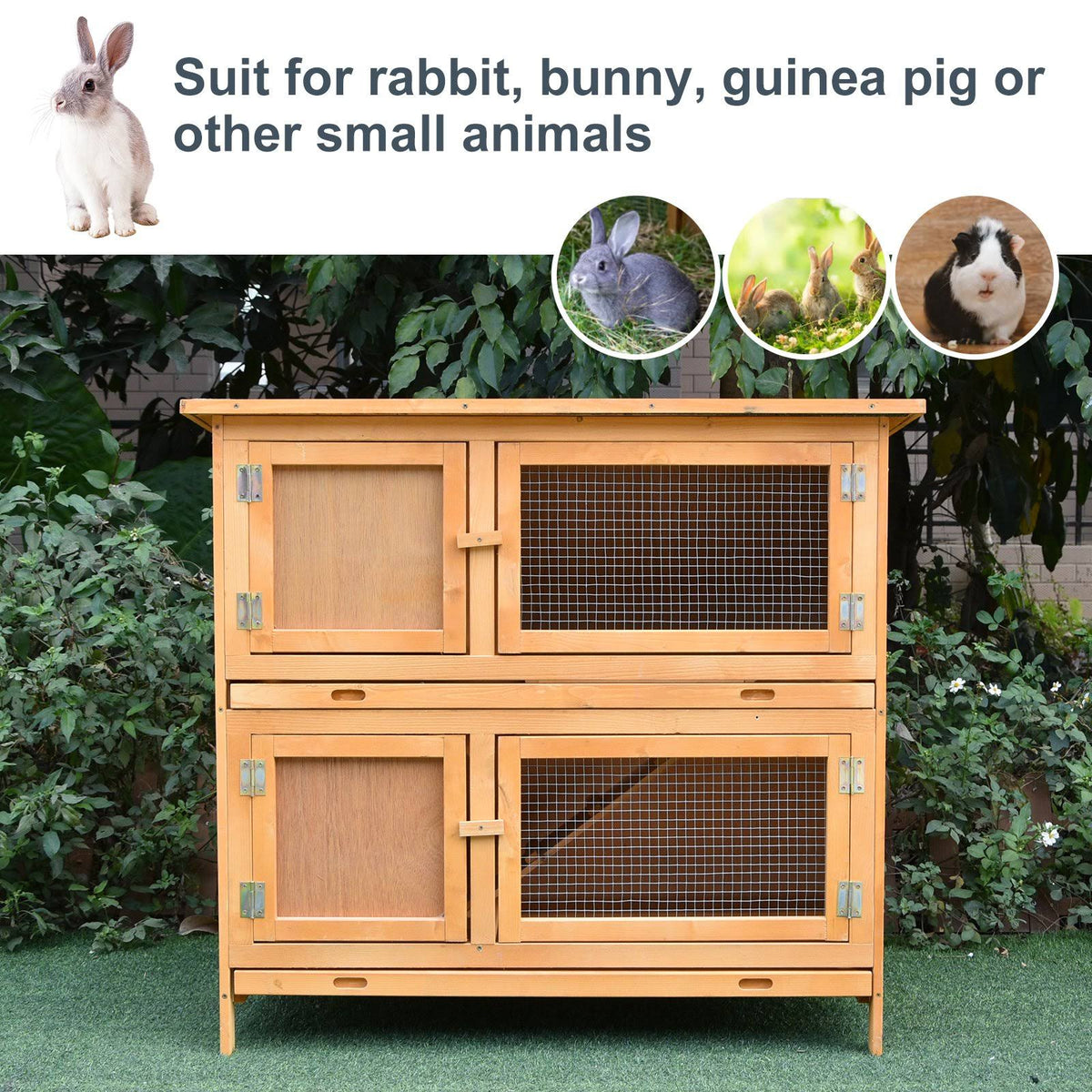 Solid Wood Rabbit Hutch V9355
