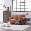 Caramel Polyester Rolled Arm Loveseat K735183