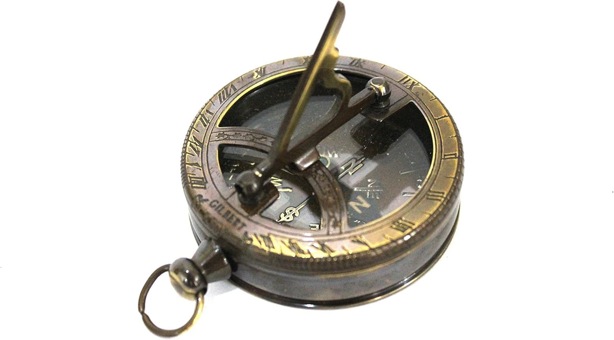 Engravable Brass Pocket Sundial Compass Y910001