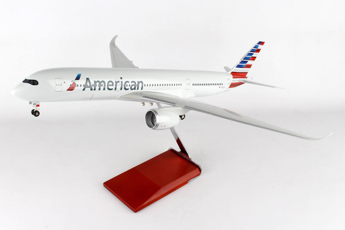 American A350 1/100 Model Airplane with Wood Stand N599