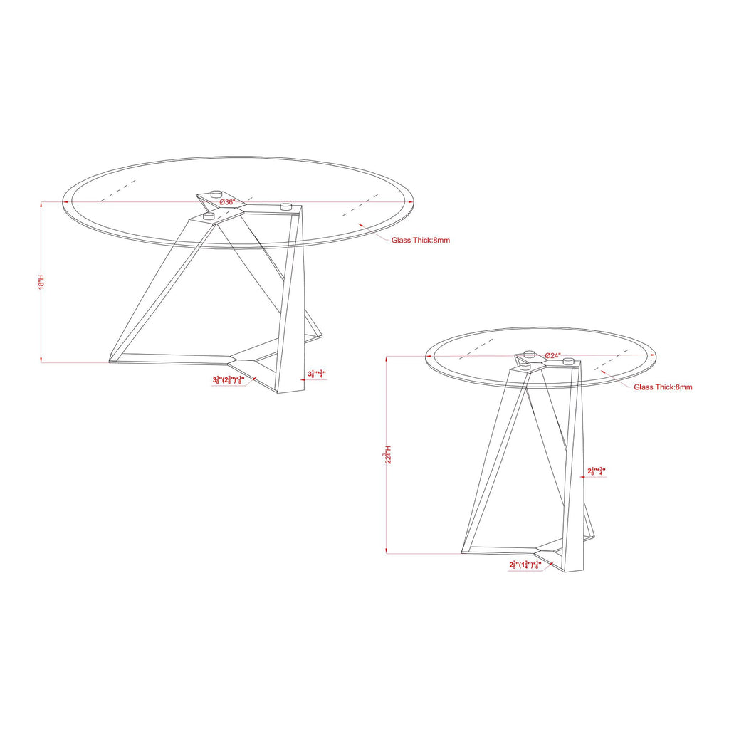 Grey 2-Piece Glass Top Coffee Table Set G26451