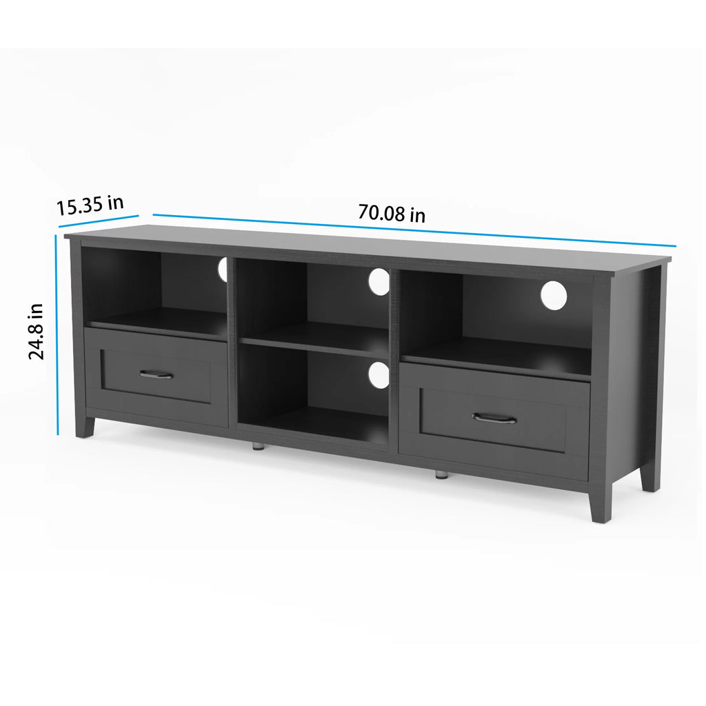 Black TV Stand with 2 Drawers and 4 Storage Compartments R48619