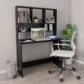 Black Engineered Wood Desk with Shelves I316