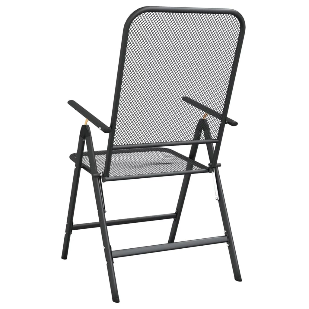 Folding Patio Chairs 2 pcs Metal Mesh Anthracite P113