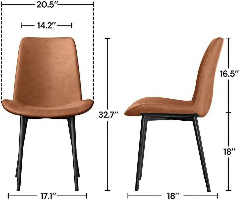 Faux Leather Dining Chairs Set of 2 Metal Legs C888613