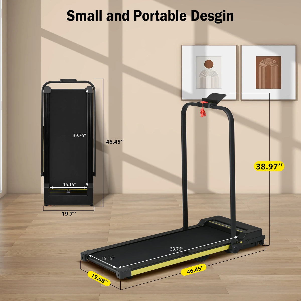 2 in 1 Foldable Treadmill 7.6MPH 2.5HP Q37056