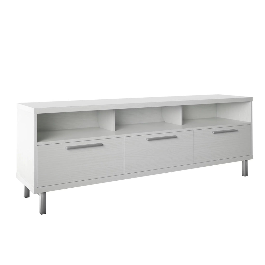 White Contemporary TV Stand with 3 Storage Drawers U878