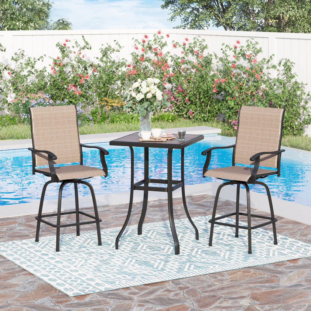 2 Pcs Outdoor Swivel Metal Bar Stools C58867