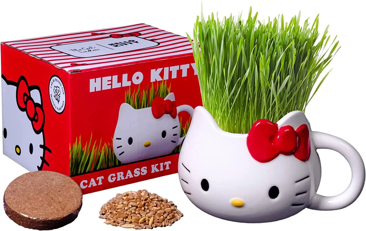 Organic Cat Grass Growing Kit with Seed Mix, Soil and Mug Planter X892
