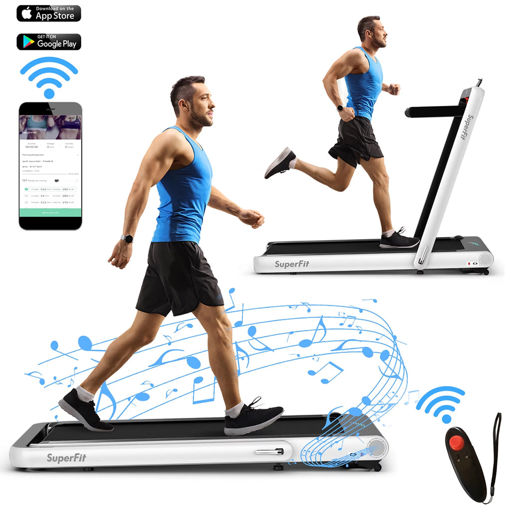 4.75HP 2 In 1 Folding Treadmill White Z79504