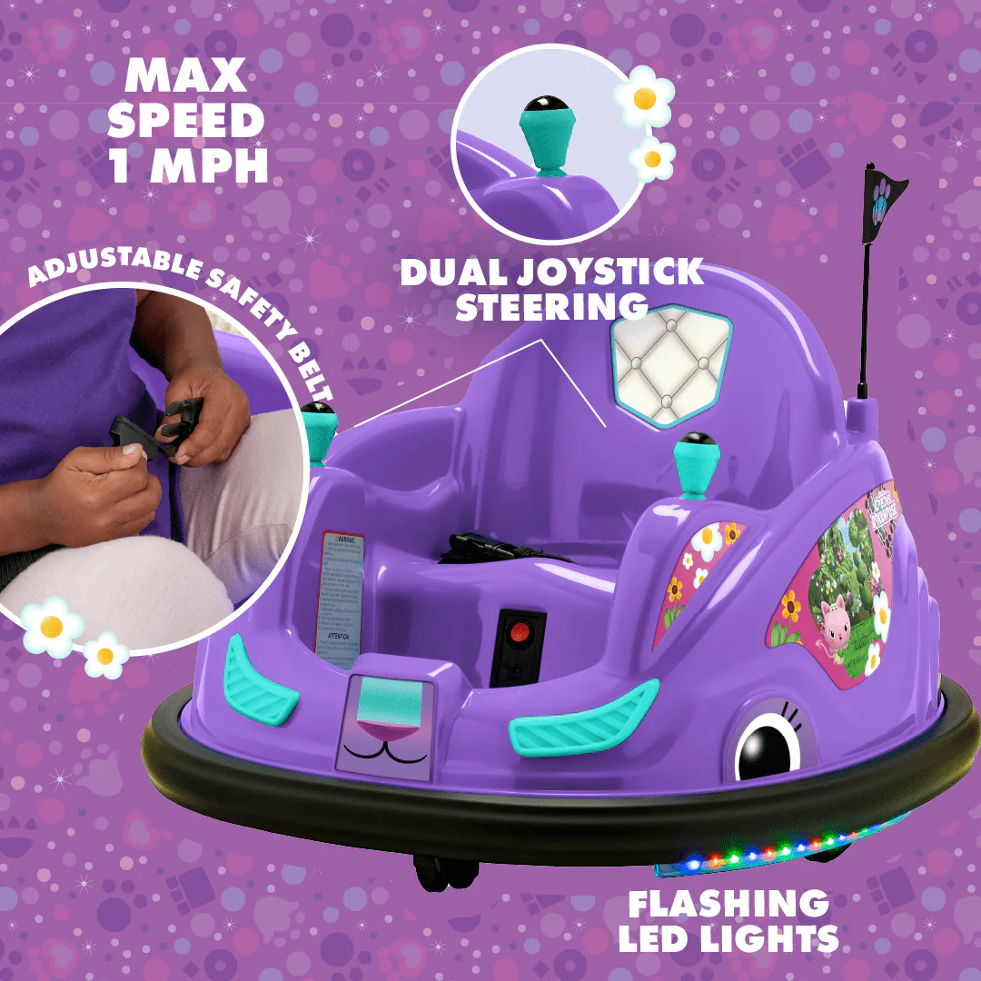 6 Volts Battery Powered Bumper Car with LED Lights and Charger O8743