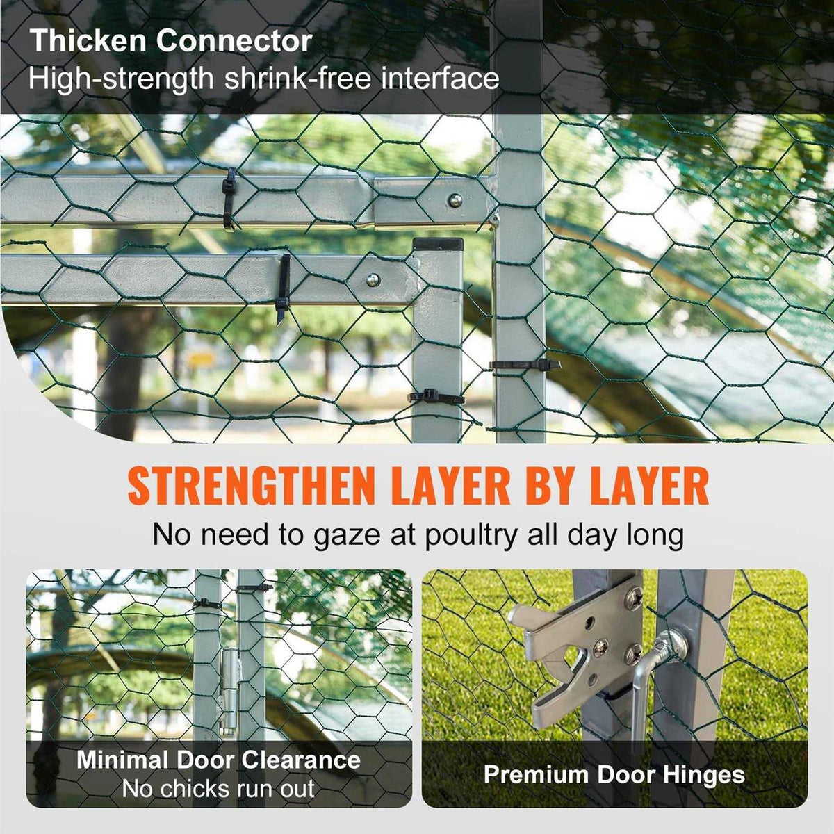 Large Metal Chicken Coop with Run and Waterproof Cover D6471