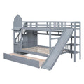 Full Over Full Solid Wood Bunk Bed with Slide and Storage Staircase N460