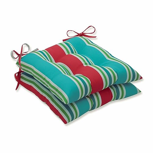Stripe Indoor/Outdoor Tufted Chair Seat Cushion with Ties, 2 Count D8987
