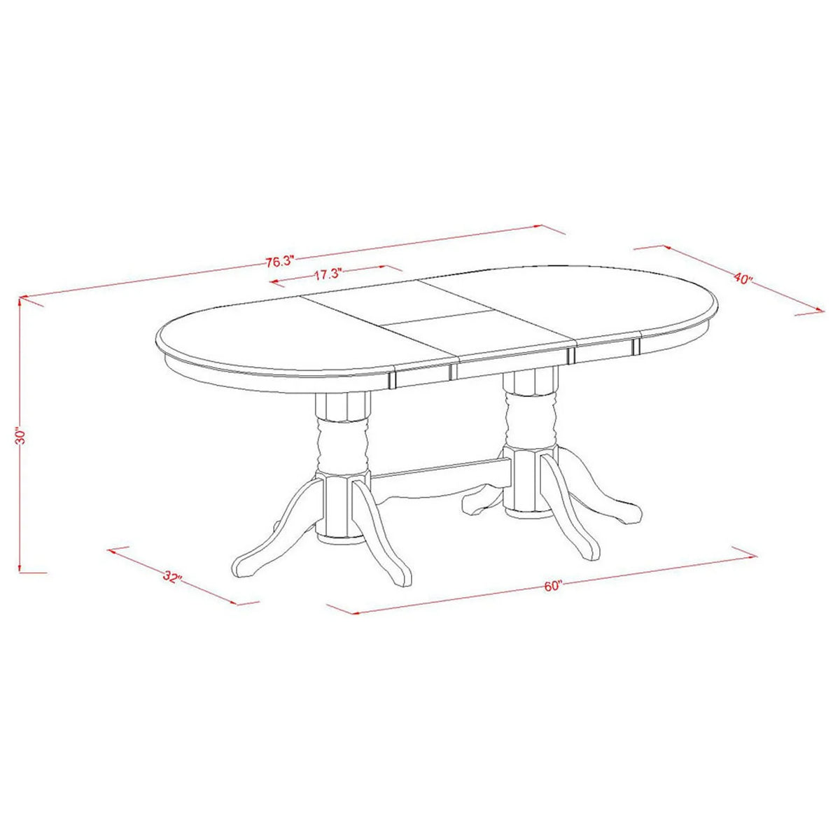 5 Pc Dining Set with Oval Table and 4 Chairs A975