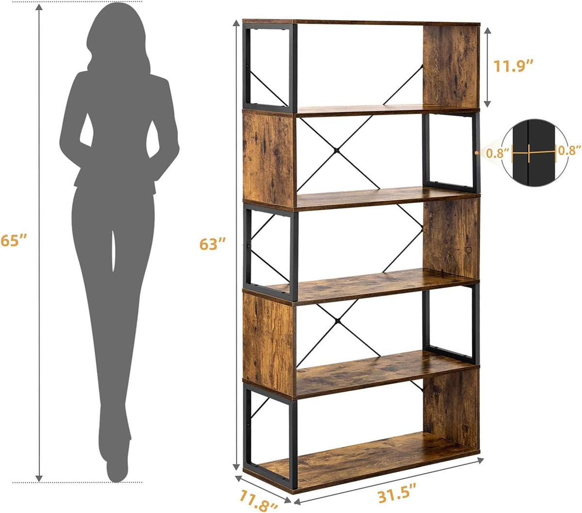 5-Tier Bookshelf Storage Rack Q783298