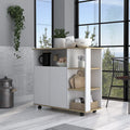 Light Oak White Kitchen Island with Cabinet and Shelves K47627