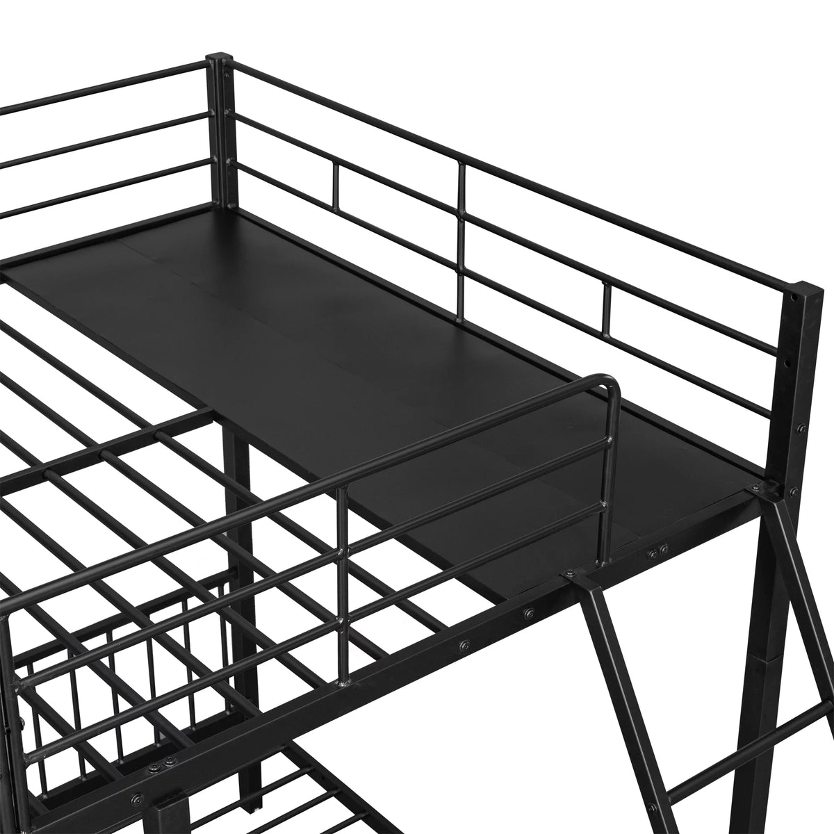 Black Metal Triple Bunk Bed with Drawers P803