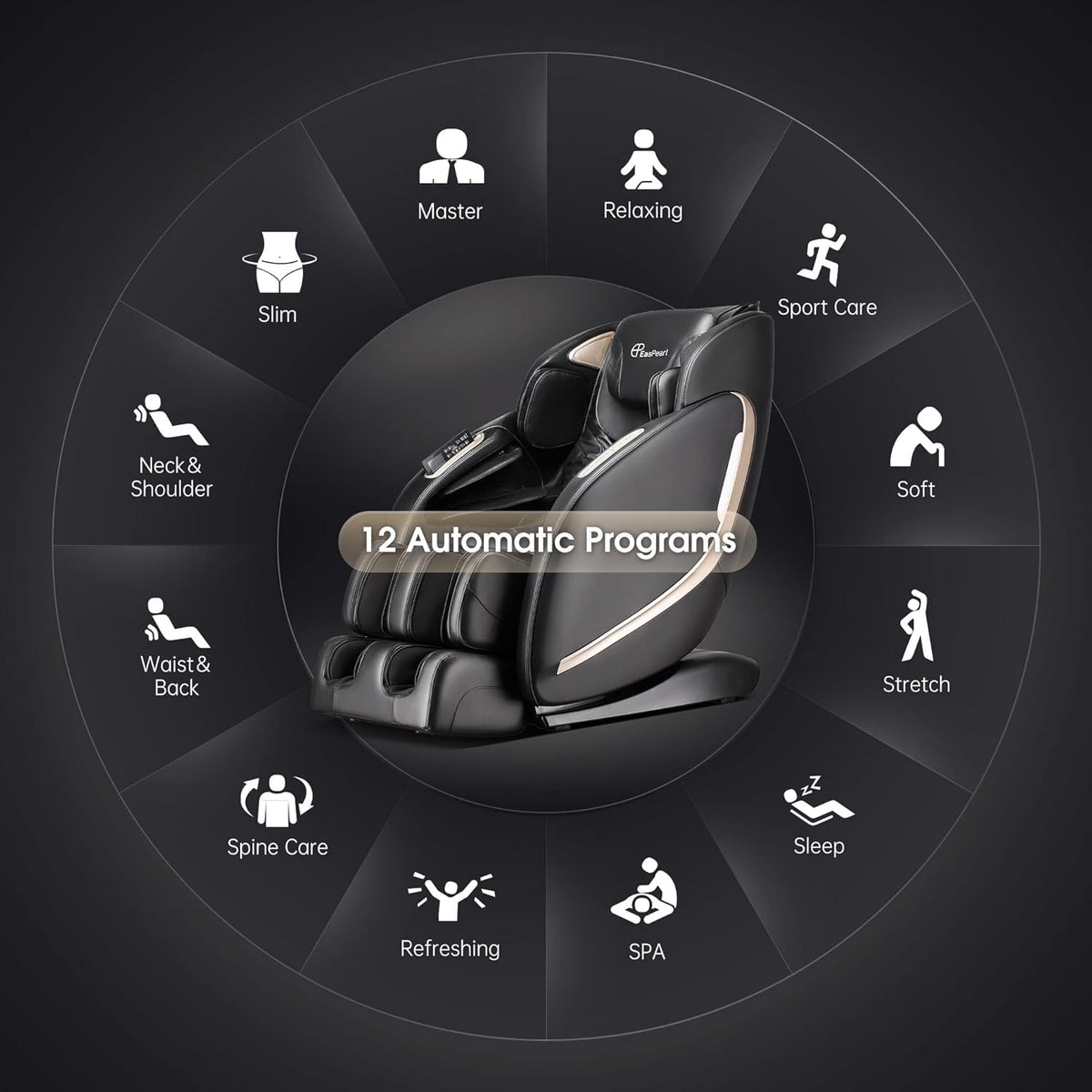 Black Full Body Zero Gravity Heated Shiatsu Massage Chair U958