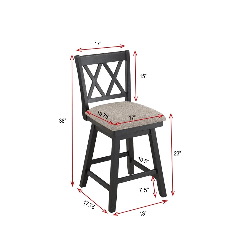 24" Swivel Solid Wood Counter Stool B852031