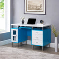 White Modern Home Office Desk with Storage W8966