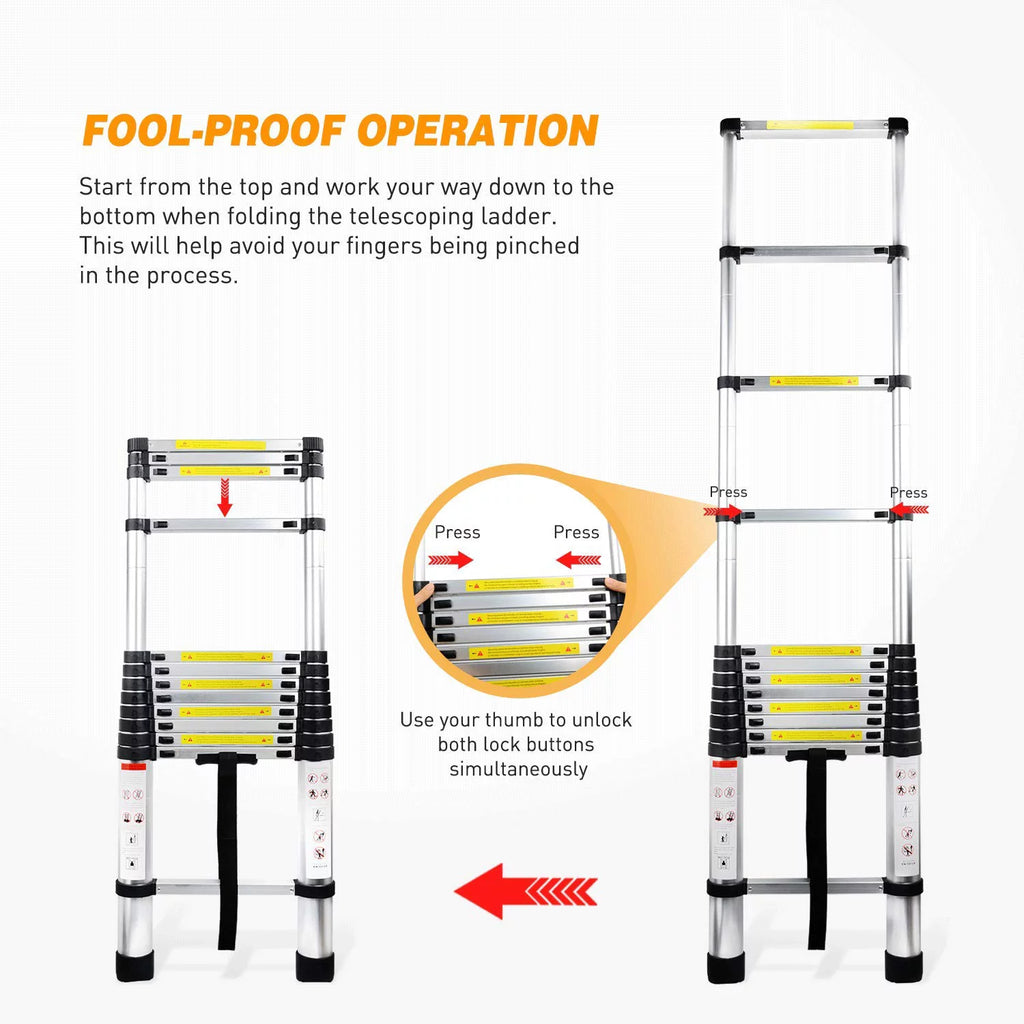 12.5ft Aluminum Telescoping Ladder 330 lb B217